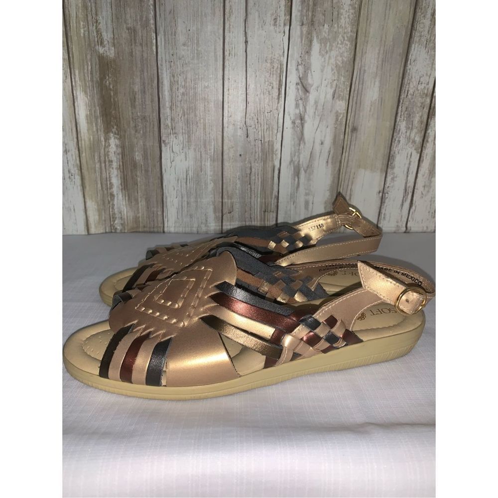 Vintage Soft Sport Leather Woven Buckle Sandals Women’s 7